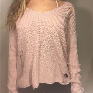 Pink ripped sweater